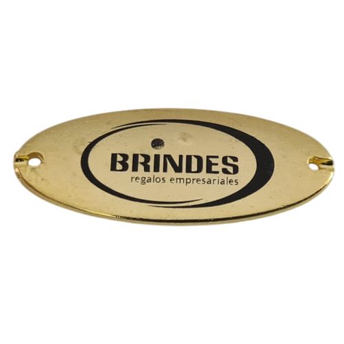 Etiqueta Ovalada de metal grabado en Dorado